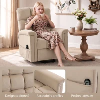 HOMCOM Fauteuil Releveur Électrique, Fauteuil Relax Électrique en Velours avec Dossier Inclinable, Télécommande, Marron(m-7)