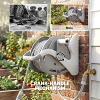 Outsunny Portable Garden Hose Reel, 20+2 m Wall Mounted Hose Reel with 2 Patterns Spray Nozzle and Crank Handle, Grey(m-8)