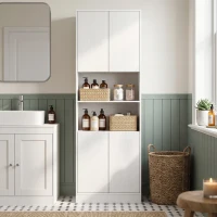 HOMCOM Dulap Cămară de Bucătărie 170cm, cu Raft Reglabil, Alb(m-8)