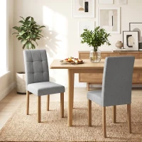 HOMCOM Lot de 2 chaises de salle à manger, chaise de cuisine moderne avec siège rembourré en tissu effet lin, gris clair(m-15)