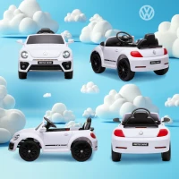 AIYAPLAY Elektrische kinderauto, VW Käfer, 3-5 km/u, met afstandsbediening & muziek, wit(m-9)