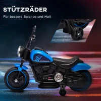 HOMCOM Elektrische kindermotorfiets, met koplamp, 3 km/u, Blauw + Zwart(m-5)