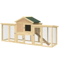 PawHut Gallinero para Exterior Grande de Madera 204x85x93 cm con Caja de Anidación Corral Bandeja Extraíble y Percha Natural(m-11)