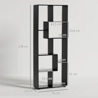 HOMCOM Estantería Moderna Biblioteca Estrecha con 8 Estantes Librería para Salón Dormitorio Estudio 70x24x178 cm Negro(m-3)