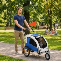 PawHut 2-in-1 Hundeanhänger für Fahrrad Faltbarer Hundebuggy für kleine & mittelgroße Hunde bis 20 kg, Hellgrau(m-10)