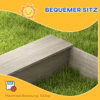 Outsunny Zandbak met speelkeuken, gootsteen, 2 plantenbakken, natuurlijk hout, 154x80x60cm, Grijs(m-6)