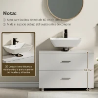 HOMCOM Mueble Bajo Lavabo con 2 Cajones Estilo Moderno para Lavabo sin Pedestal 80x30x60 cm Blanco(m-6)