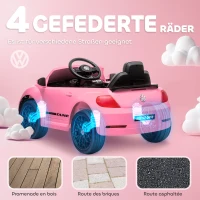 AIYAPLAY Elektro-Kinderfahrzeug, VW Käfer, 3-5 km/h, mit Fernbedienung & Musik, Rosa(m-7)