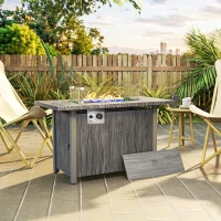 Outsunny 50,000 BTU Gas Fire Pit Table with Cover and Glass Screen - Dark Grey(m-10)