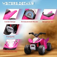 AIYAPLAY Elektro-Kinderquad, LED-Licht, Hupe, breite Reifen, bequemer Sitz, rutschfeste Griffe, Rosa(m-7)