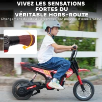 AIYAPLAY Moto électrique enfants 24V, moteur 250W, vitesse 6,4-16 km/h, pour enfants 8-12 ans, suspension arrière, rouge(m-5)