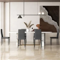 HOMCOM Pack de 6 Sillas de Comedor Modernas Tapizadas en Lino Sintético con Respaldo Alto y Patas de Metal 41x50x97 cm Gris(m-9)