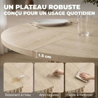 HOMCOM Table à Manger Ronde pour 4 à 6 Personnes, Ø 120 x 75 cm, Table de Cuisine avec Piétement à Lattes Robuste, Bois Naturel(m-6)
