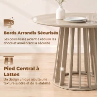 HOMCOM Table à Manger Ronde pour 4 à 6 Personnes, Ø 120 x 75 cm, Table de Cuisine avec Piétement à Lattes Robuste, Bois Naturel(m-5)