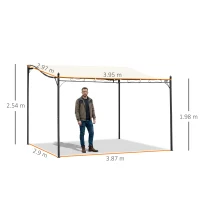 Outsunny 4 x 3 Meters Canopy Metal Wall Gazebo Awning Garden Marquee Shelter Door Porch - Cream(m-3)