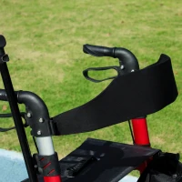HOMCOM Lightweight Walking Frame, Folding Rollator Walker with Seat and Backrest, Red(m-8)