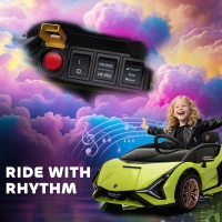 HOMCOM Lamborghini Sian Licensed Electric Car for Kids, 12V Kids Electric Ride on Car with Dual Motors, Remote Control, Green(m-7)