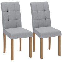 HOMCOM Lot de 2 chaises de salle à manger, chaise de cuisine moderne avec siège rembourré en tissu effet lin, gris clair