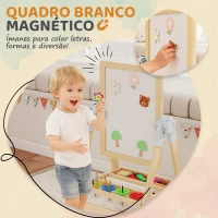 AIYAPLAY Cavalete Infantil com Altura e Ângulo Ajustáveis Dupla Face Quadro Branco Magnético e de Giz  48,5x46,5x70-97 cm Madeira(m-7)