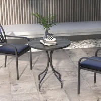 Outsunny Masă de Grădină Rotundă cu Blat din Oțel, Ø66x71.5cm, Negru(m-10)