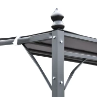 Outsunny  Cenador de Jardín 4x3 m Pérgola Montado en Pared con Toldo y 16 Orificios de Drenaje Marco de Metal y Poliéster 180 g/m² para Patio Terraza Gris(m-8)