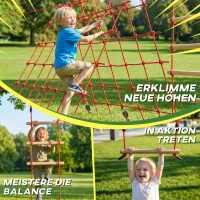 AIYAPLAY Ninja Line Kinder 10m Slackline Set mit Turnringe Schaukel Kletterleiter Kletternetz für 3-6 Jahre 1000x300x180 cm Rot(m-6)