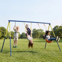 AIYAPLAY Schaukelgestell bis 150 kg 3-in-1 Kinderschaukel mit klassischer Schaukel, Turnringe, Stehschaukel, 285x160x181 cm(m-2)