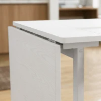 HOMCOM Table à Manger Pliante sur Roulettes pour 4-6 Personnes 120 cm, Roues avec Freins, 2 Abattants, Style Industriel, Blanc(m-10)