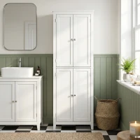 HOMCOM 170 cm Tall Bathroom Storage Cabinet, Freestanding Narrow Bathroom Cabinet with Adjustable Shelves for Laundry Room(m-2)