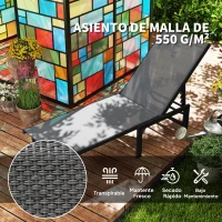 Outsunny Tumbona Reclinable de Jardín Exterior con Respaldo Ajustable en 5 Posiciones y Marco de Acero 166x60x84 cm Gris(m-5)
