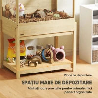PawHut Cușcă pentru hamster din lemn înaltă cu raft de depozitare capac deschis 83,2 x 50 x 103 cm efect de lemn natural(m-5)
