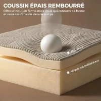 HOMCOM Fauteuil à Bascule, Rocking Chair en Velours Côtelé avec Dossier Haut et Accoudoirs, Pieds en Bois d'hévéa, Beige(m-7)