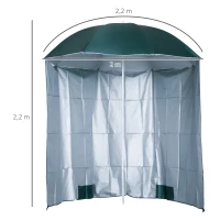 Outsunny Sonnenschirm Strandschirm Sonnenschutz mit Seitenwand Strand Polyester Dunkelgrün 2,2 x H2,2m(m-3)