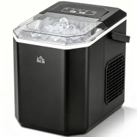 HOMCOM Macchina del Ghiaccio Autopulente da 9 Cubetti in 6-13 Minuti, in PP e Rame, 22.2x29.4x29 cm, Nera(m-11)