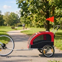 PawHut 2-in-1 Hundeanhänger für Fahrrad Faltbarer Hundebuggy für kleine & mittelgroße Hunde bis 20 kg, Rot(m-9)