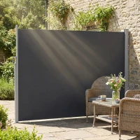 Outsunny Paravan Lateral Retractabil Impermeabil și UV50+, din Aluminiu, Oțel și Poliester, 420x185 cm, Gri Închis(m-10)