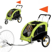PawHut 2-in-1 Hundeanhänger für Fahrrad Faltbarer Hundebuggy für kleine & mittelgroße Hunde bis 20 kg, Grün(m-12)