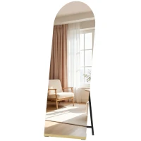 HOMCOM Espejo de Cuerpo Entero Curvado 160x50 cm sin Marco Base de Madera Espejo de Pie Transparente(m-11)