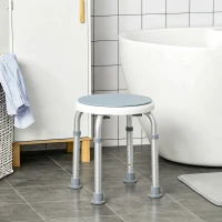 HOMCOM 360° Swivel Shower Chair, Height Adjustable Aluminium Shower Stool with Non-Slip Feet for Disabled, Elderly, Light Blue(m-2)