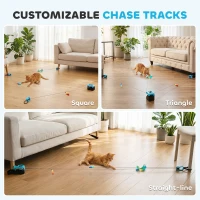 PawHut Interactive Cat Toy for Indoor Kittens & Adult with Adjustable Speed, DIY Track & Mouse Sound(m-5)