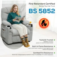 HOMCOM Electric Massage Recliner Armchair with Vibration, Heat, Whisper-Quiet Motor, Memory Function, Fleece Power Reclining Chair with Spring Pack, USB Port, Footrest, Side Pocket, Grey(m-9)