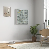 HOMCOM Six Shelf Display Cabinet, with Glass Doors - White(m-9)