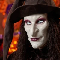 HOMCOM 180cm Life Size Animated Witch Halloween Decorations Outdoor Indoor, Scary Halloween Animatronics Decor(m-12)