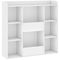 AIYAPLAY Meuble rangement enfant, bibliothèque enfants avec 8 compartiments et étagère supérieure, 104 x 29 x 101,5 cm, blanc(m-1)