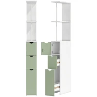 HOMCOM Slim Bathroom Storage Cabinet, Tall Bathroom Floor Cabinet with 2-Tier Shelf and 2 Drawers, White and Light Green(m-1)