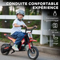 AIYAPLAY Moto électrique enfants 24V, moteur 250W, vitesse 6,4-16 km/h, pour enfants 8-12 ans, suspension arrière, rouge(m-7)