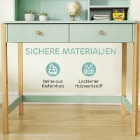 AIYAPLAY Kinderschreibtisch Schülerschreibtisch mit Schubladen Regal Stauraum für 5-12 Jahre Kinder 90 x 52 x 105 cm Grün(m-5)