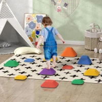 AIYAPLAY 11 pièces pierres d'équilibre pour enfants parcours de motricité empilables et antidérapantes multicolore(m-10)