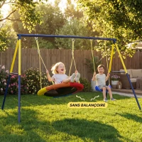 AIYAPLAY Balançoire portique pour enfant avec double balançoire cadre en acier, pour 3-8 ans, 260x160x178cm bleu(m-10)