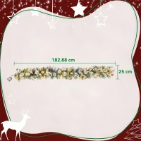 HOMCOM Ghirlandă de Crăciun Ø25x180 cm cu 50 lumini LED, fructe de pădure și conuri, din plastic și metal, verde și alb(m-3)